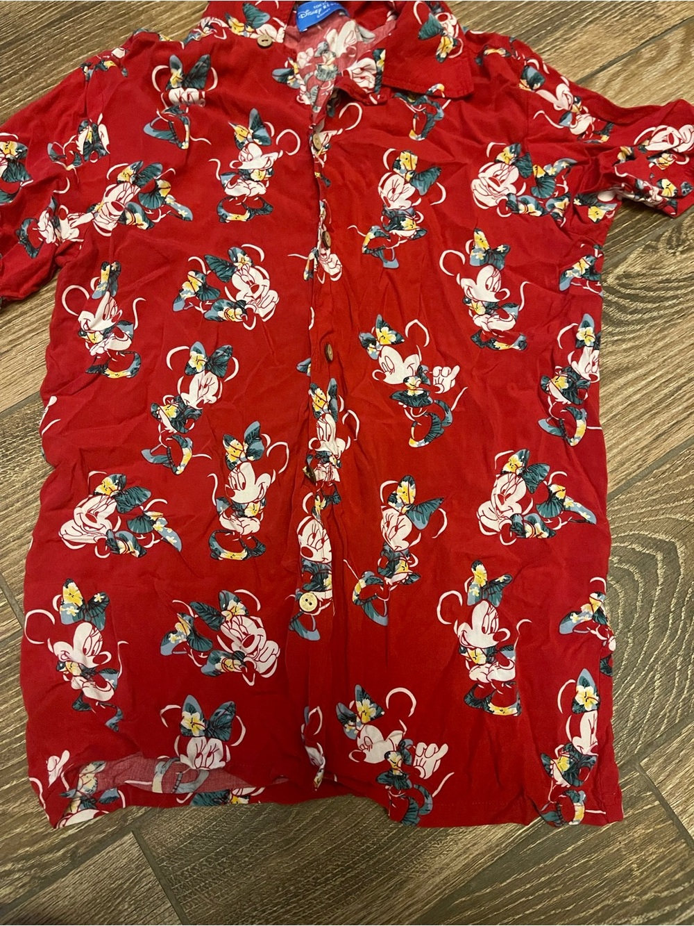 Disney Tokyo Red Floral Minnie Mouse Shirt sz S